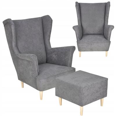 Wing Chair MAX with Footrest Scandinavian Gray Grey