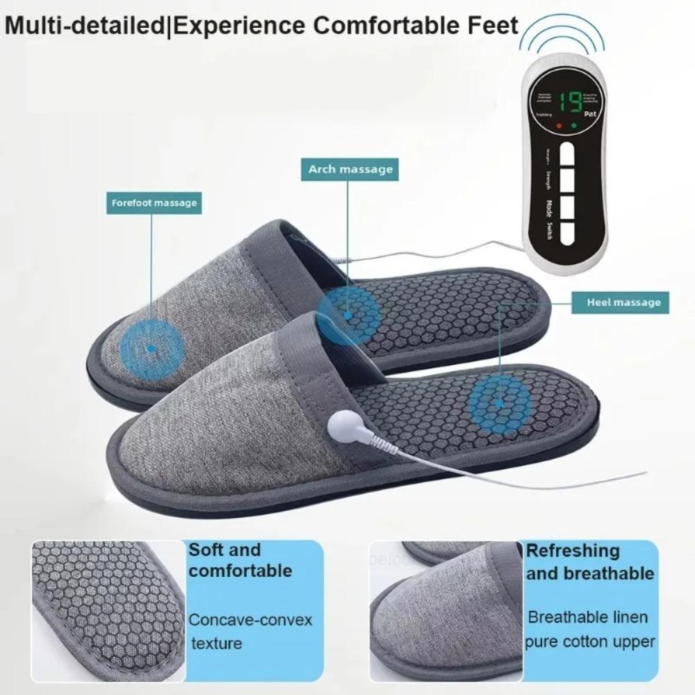 Tuhopeta Rechargeable Foot Massager Slippers EMS TENS Electrical Pulse Therapy Pain Relief Slip Home Use Removable Pad Feet Care