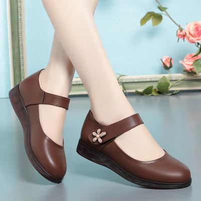 Damen Keilschuhe Knöchelriemen Lässige flache Schuhe Arbeit Büro Pumps Bequem Weiches Leder Flache Form Mutterschuhe Elegant