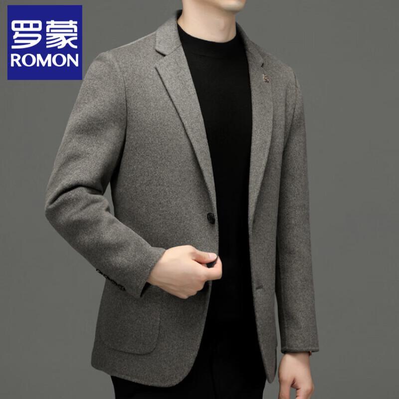 Luomeng Men's Double-Faced Wool Blend Business Casual Suit Jacket