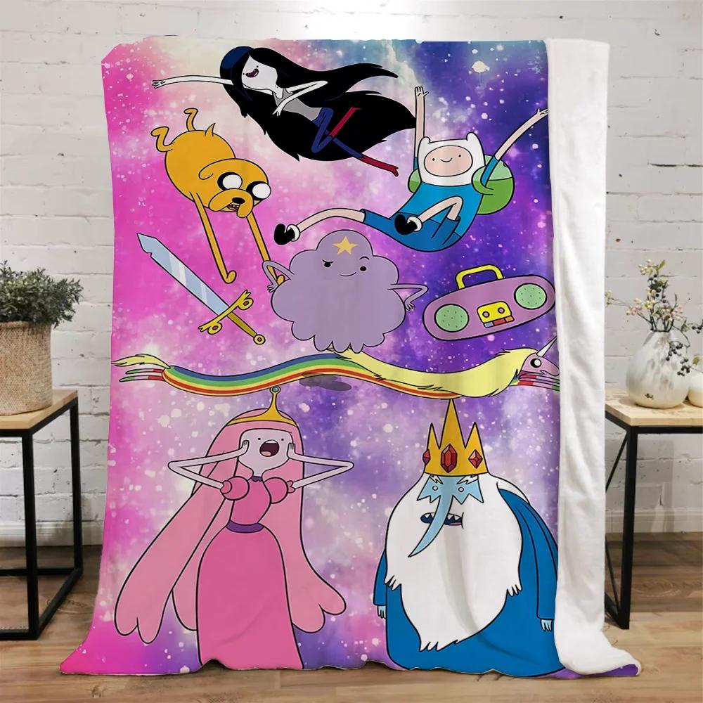 Adventure Time Coperte Spesse per l'Inverno Coperta Letto Lavorata a Maglia a Quadri Casa e Decorazione Biancheria da Letto in Microfibra Asciugamano da Spiaggia Coperta per Riposo