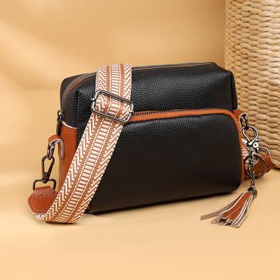 Echte Kuhleder-Tasche für Damen einfarbige Schultertasche Luxus Umhängetasche Messenger