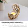 Moon Candle Holder Hollow Metal Candle Holder Candle Desktop Stand Ornament less