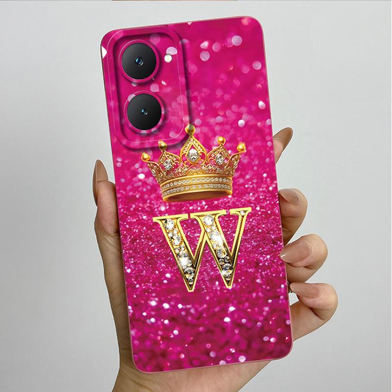 For Vivo Y18 Y18i Y18e Y28s 5G Case Soft Silicone Crown Letter For Vivo Y03 Y03T Case Fundas Coque VivoY03 V2332 Bumper Shells