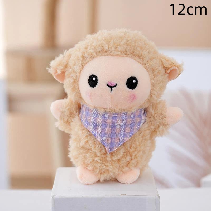 Cute Plush Bib Sheep Keychain Cartoon Animal Stuffed Charm for Backpack Decoration Girls Easter Gift