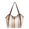 Striped Commuter Tote Bag Women's New Fashionable Large-capacity Work Shoulder Bag