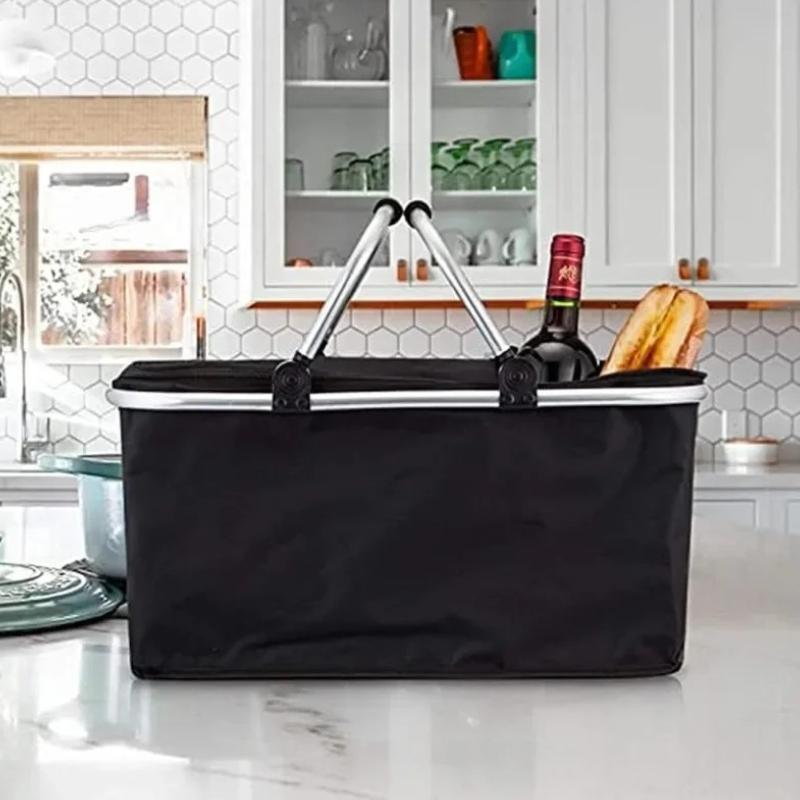 1pc Large Capacity Aluminum Picnic Basket with Thick Foam Lining - Durable, Parties, and Travel, Outdoor Picnic Essentials