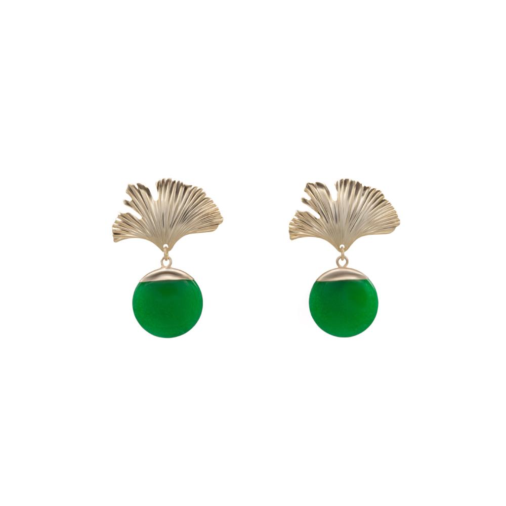 My Omelet Green Ginkgo Earrings