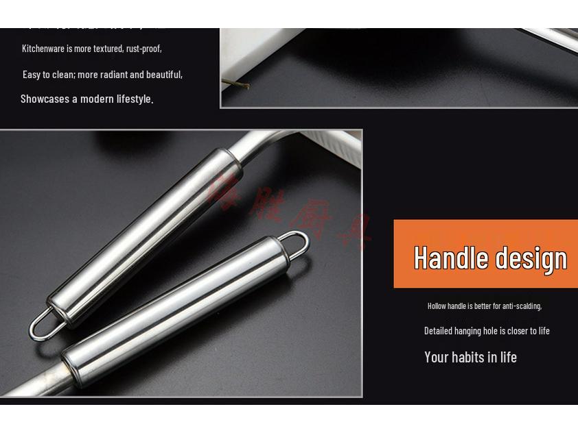 Zestaw przyborów kuchennych ze stali nierdzewnej: Chochla, Łyżka cedzakowa, Szpatułka - Zestaw 5-częściowy