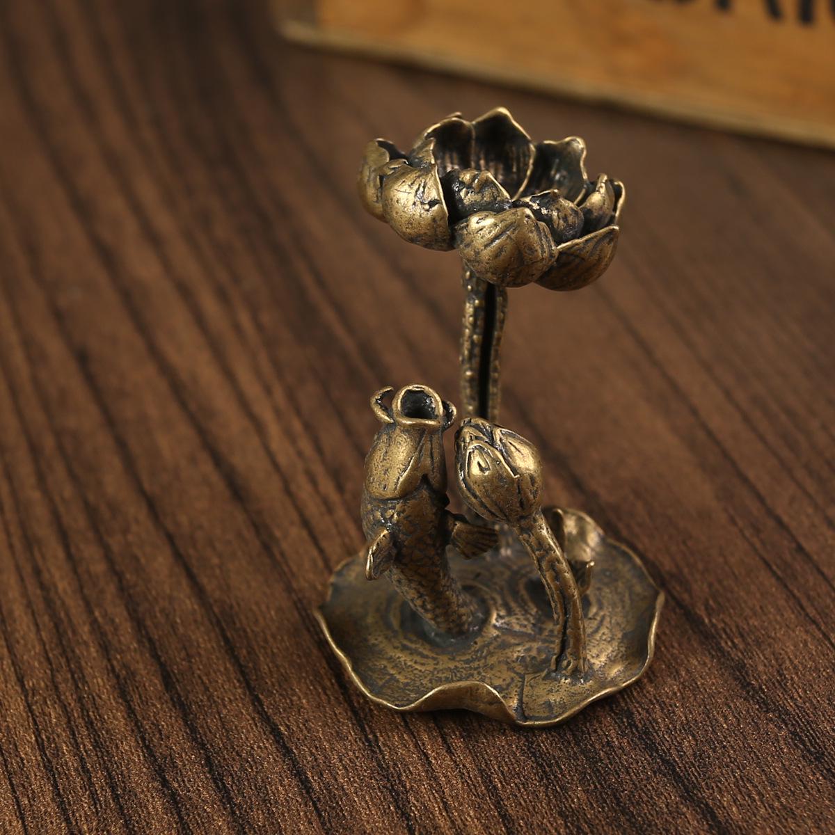 Brass Lotus Frog Backflow Incense Burner - Home & Office Water Feature Holder
