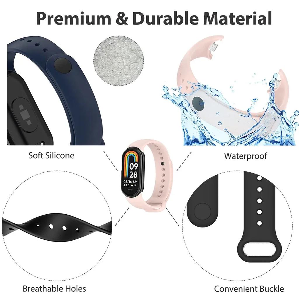 Strap for Xiaomi Mi Band 8/8 NFC Bracelet Silicone Wrist Miband 8 NFC Replacement pulsera correa Sport Strap for Mi Band 8