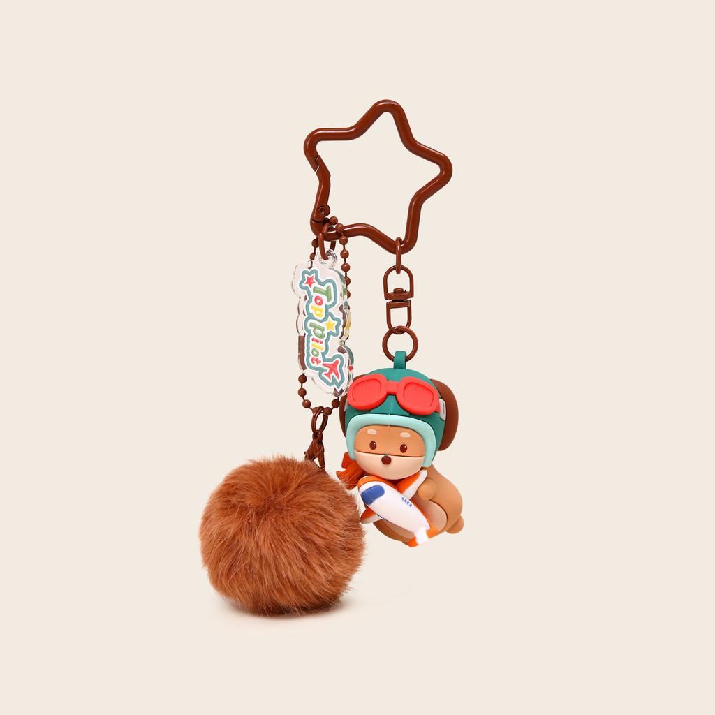 

Vintage Style Dachshund Keychain With Plush Ball Decor For Dog Lovers And Collectors коричневий