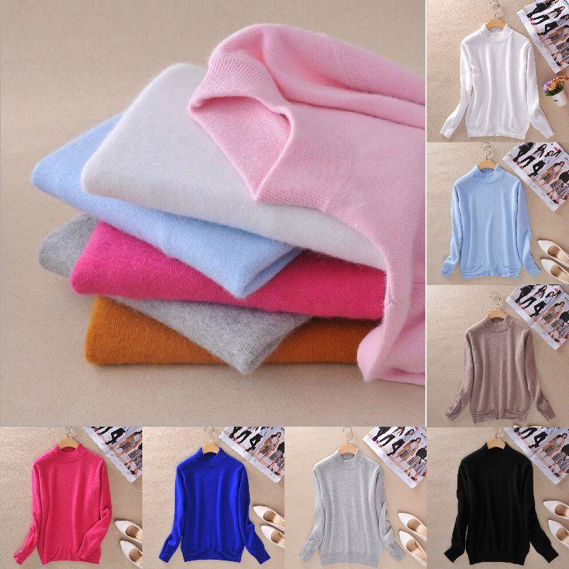 Women's Slim Cozy Knitted Half-turtleneck Cashmere Wool Jumper For Winter Warmth