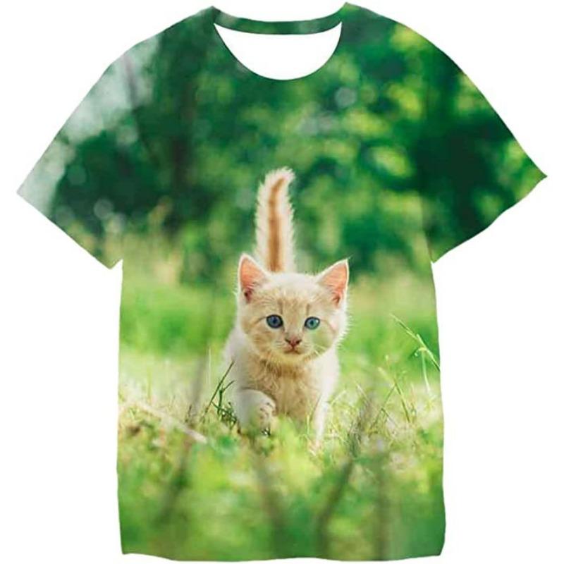 Summer 3D Digital Printed T-shirt Men's Casual Wolf Pattern Loose and Trendy Casual Round Neck Short Sleeved Top T-Shirts Men’s