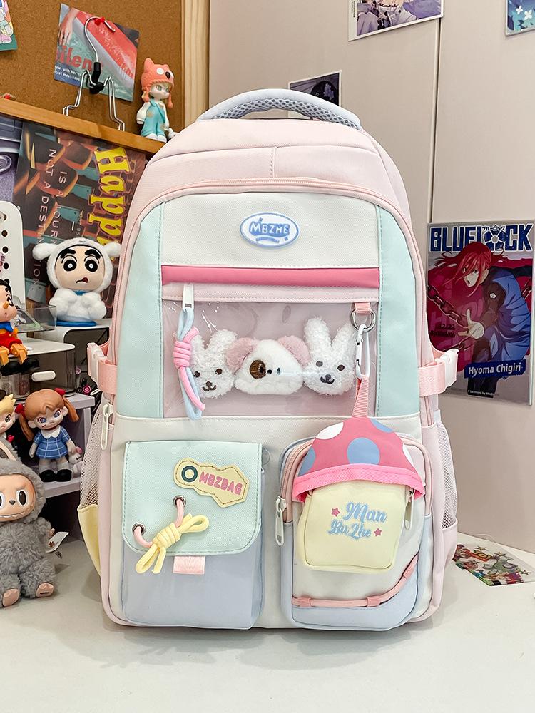 Schoolbag Japanese Ins New High-value Fresh and Sweet Dopamine Backpack Junior High School Students Lightweight Large-capacity Backpack
