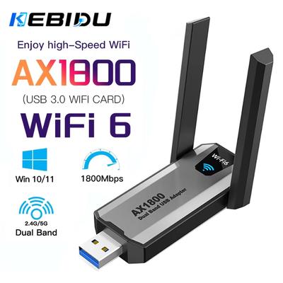 1800Mbps WiFi 6 AX1800 USB 3.0 Adapter Dualband-Netzwerkkarte Antenne 2,4G/5GHz Kabelloser USB-Empfänger Dongle Netzwerk Wi-Fi 6 Für Laptop Win10/11