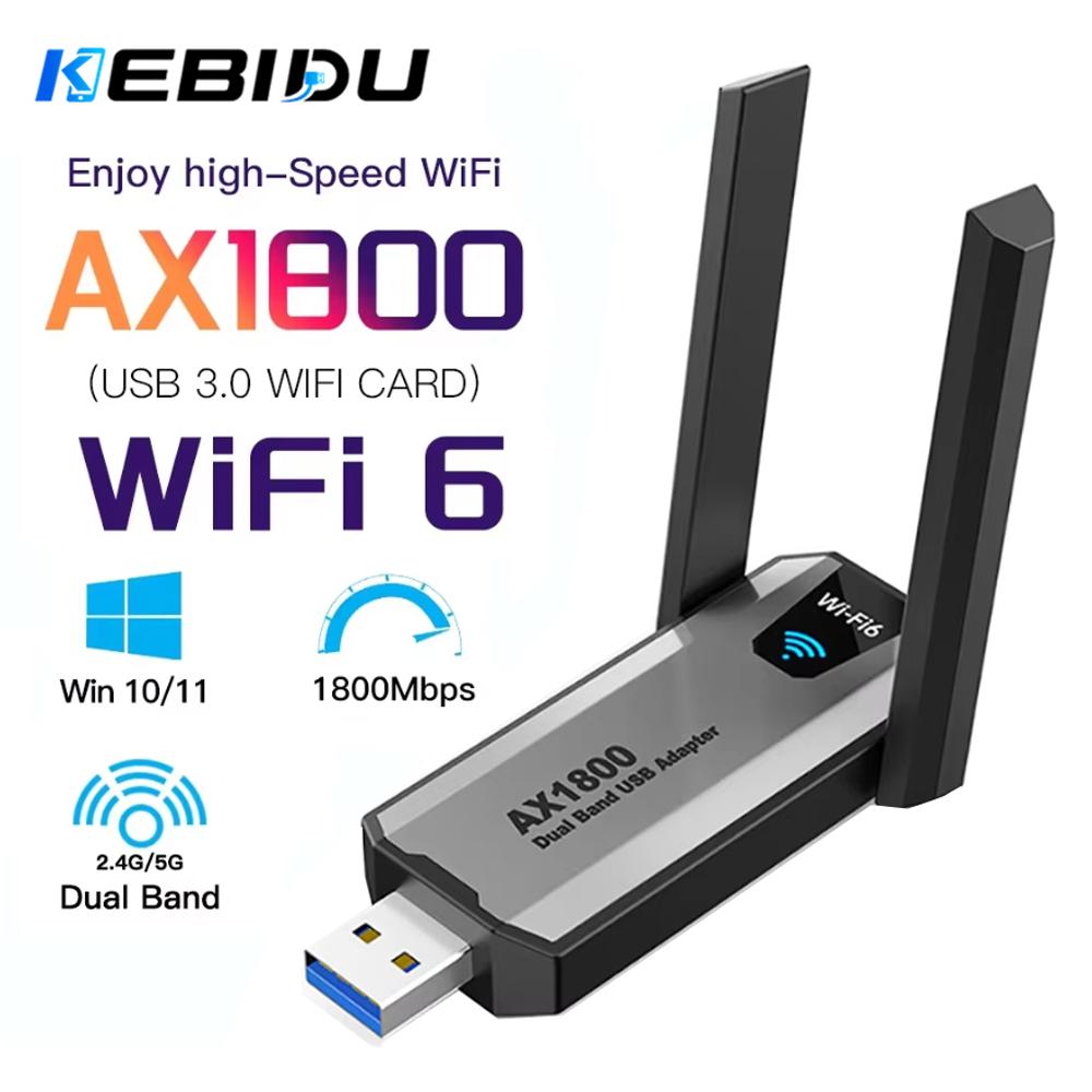 1800Mbps WiFi 6 AX1800 USB 3.0 Adapter Dual Band Network Card Antenna 2.4G/5Ghz Wireless USB Receiver Dongle Network Wi-Fi 6 For Laptop Win10/11