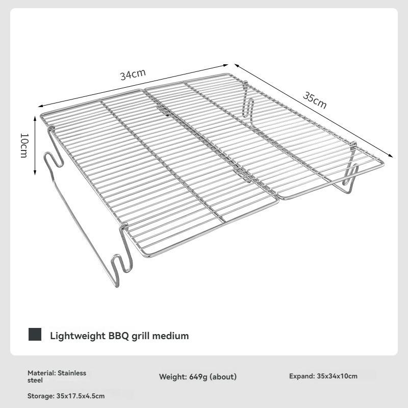 CAMPINGMOON MT-2-W Medium BBQ Grill Outdoor BBQ Camping Picnic Utensils Stainless Steel Folding Lightweight Grill Net