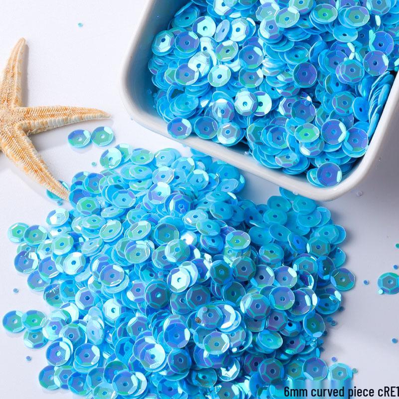 6mm Iridescent Silver Sequins: Laser Embossed Curved Pieces for DIY Embroidery, Wedding Dress Accessories, and Craft Ornaments.