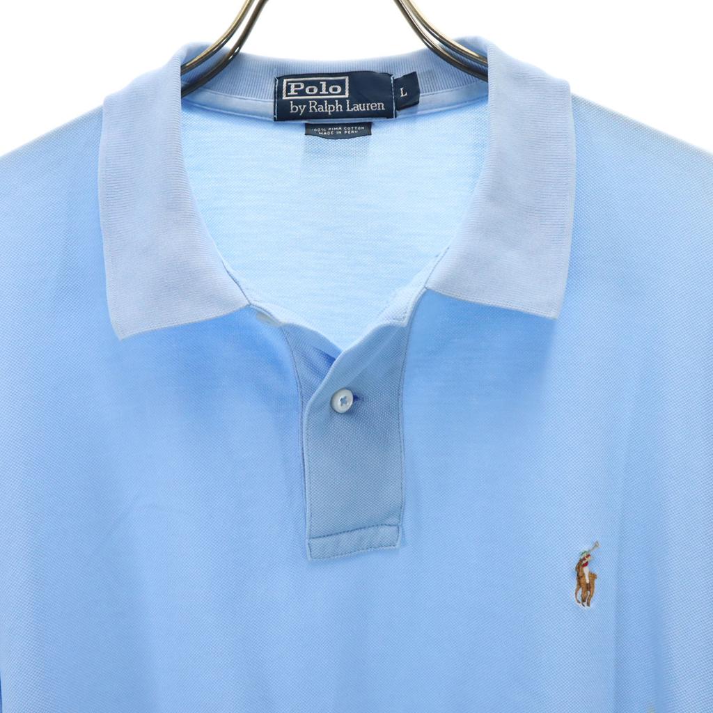 Polo by Ralph Lauren Short Sleeve Polo Shirt L Blue Pima Cotton Men's Used