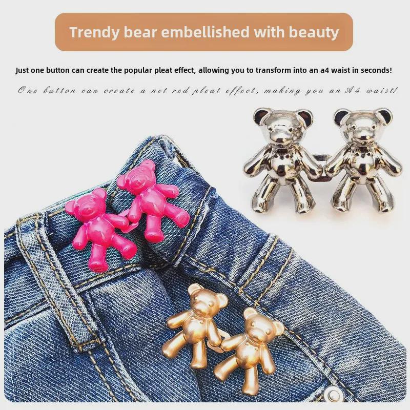 Bear Waist Slimming Adjustable Button Jeans Buckle - Detachable Tightening Pair