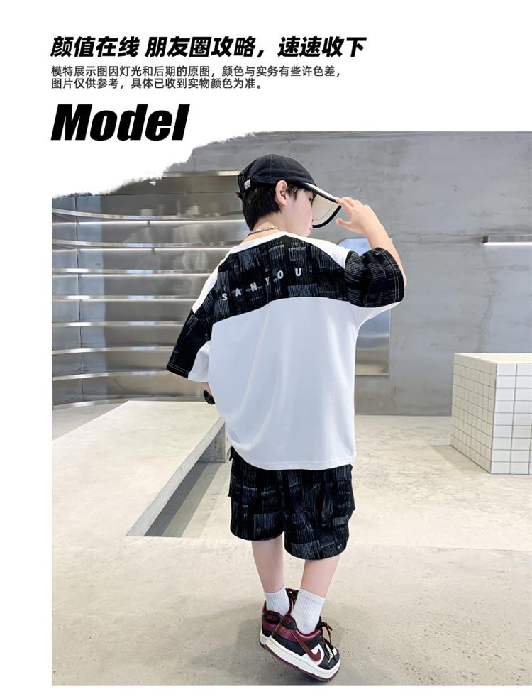 Children's wear boys' summer short sleeved set 2026 new style, medium and large children's summer sports thin style, summer style cool and fashionable