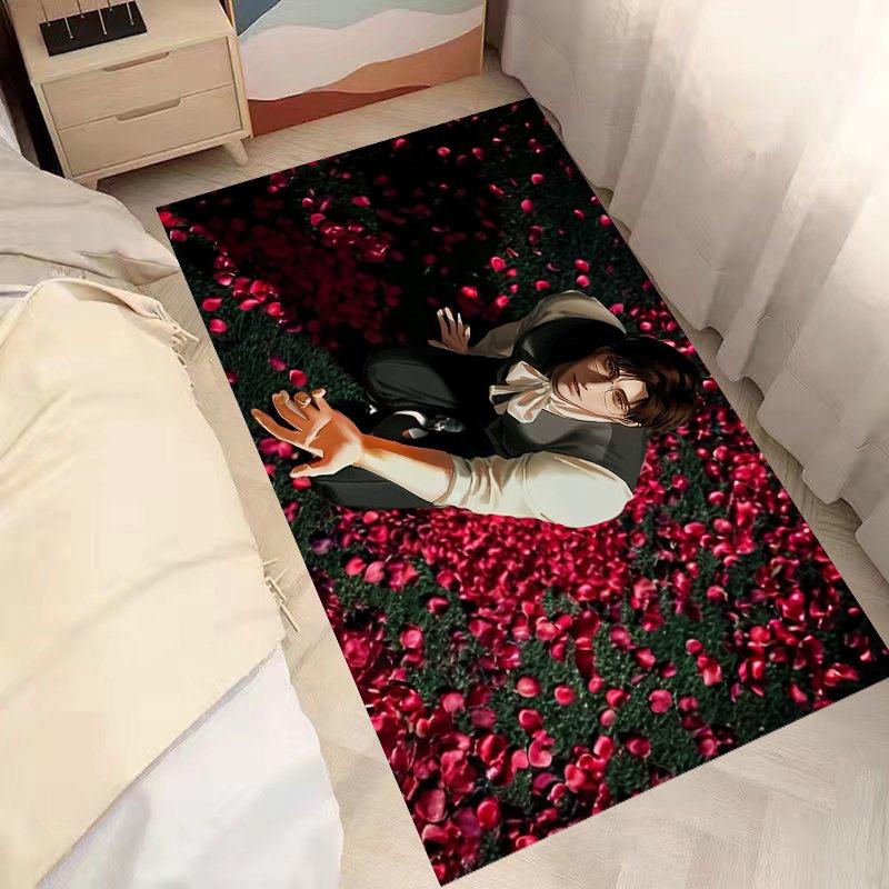 Kneeling To Reach Out To The Floor Mat Diatom Mud Living Room Sofa Animation Photo Bedroom Bedside Blanket