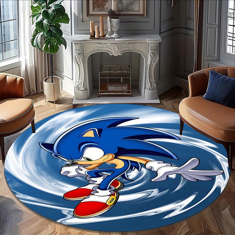 1pc Sonic4 Print Round Carpet Chair Round Carpet Suitable for Bedroom Living Room Home Decorative Carpet