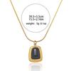 Women's Vintage Square Cat's Eye Stone Necklace, Titanium Steel Simple Fashion French Clavicle Chain.