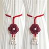 2PCS Adjustable Pearl Curtain Buckle Elegant Curtains Tie Rope Camellia Curtain Tieback  Living Room