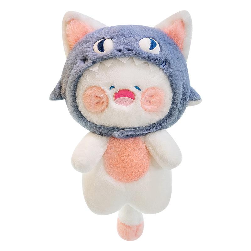 Creative cute shark cat doll plush shark bee cat doll cloth doll super soft sleeping throw pillow birthday gift female
