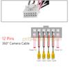 10 12 Pin Car Radio Rear View 360° Backup Camera Video RCA Input Output Cable Adapter Wiring Connector For Android Accessories