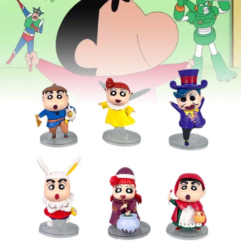 Crayon 6pcs Shin Chan Toy Doll Pvc Model Desktop Decoration Ornament Gifts Child