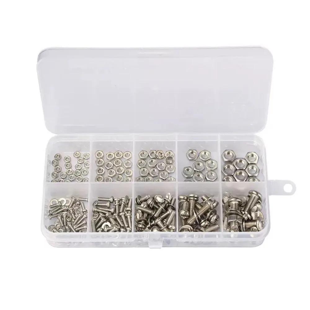 320pcs Stainless Steel Screw and Nut Assortment Kit Rustproof Resistant Snap-in Nuts M2 To M5 Sizes Ideal for DIY
