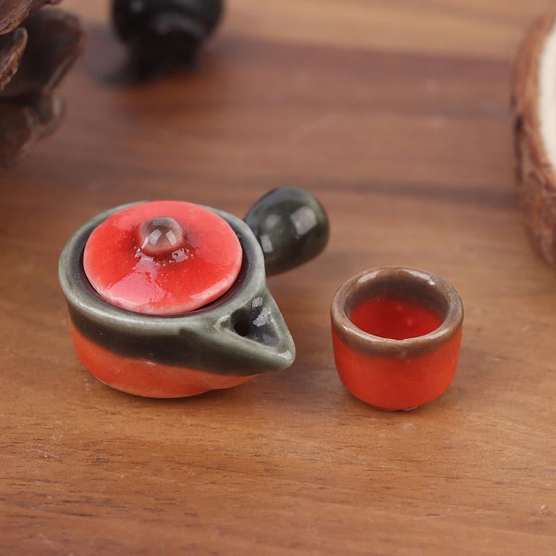 1/12 Miniature Dollhouse Dinnerware Teapot Kettle Simulation Furniture Tea Pot Kitchen Tableware for Doll House Furniture Toys