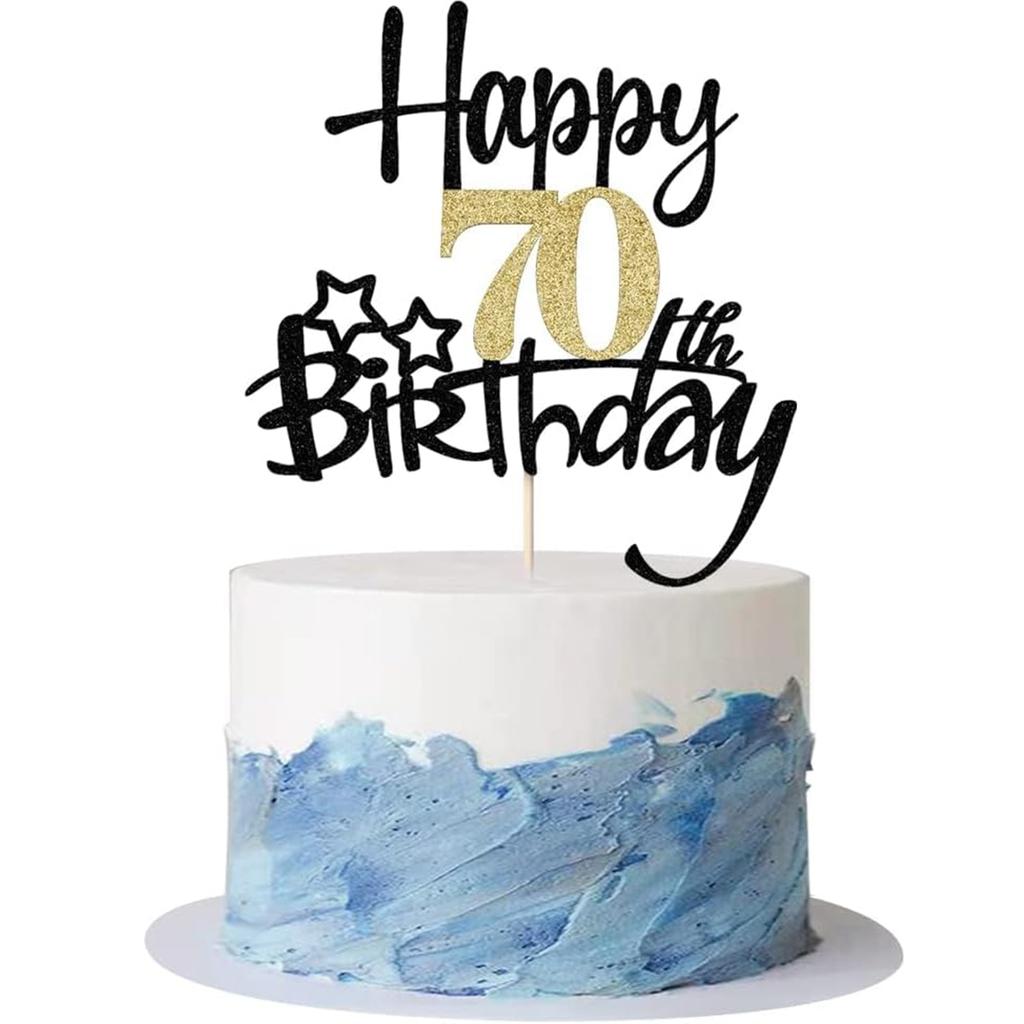 2 STÜCKE Gold Schwarz Happy15th Birthday Cake Topper für Geburtstagstortendekorationen für Jubiläumsfeier Dekorationen Zubehör