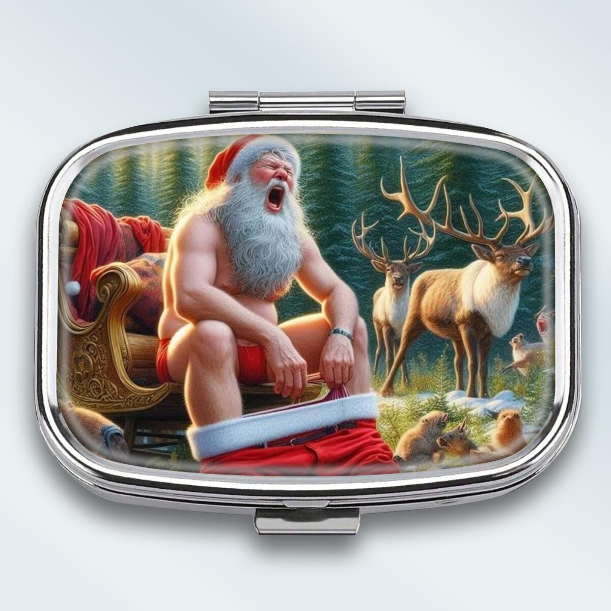 

Portable Pill Box with 2 Compartments, Mini Metal Medicine Organizer Case, Cute Printed Pill Container for Vitamins, Pills, Jewelry, Travel, Daily Use різнокольоровий