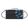 10pcs Colorful Butterfly Print Disposable Face Mask Black Non-woven Fabric Anti Dust Mask Three-layer Breathable