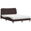 VidaXL Lit avec matelas marron foncé 140x200 cm tissu, meuble de chambre à coucher, lit double, cadre de lit incurvé, 3208537