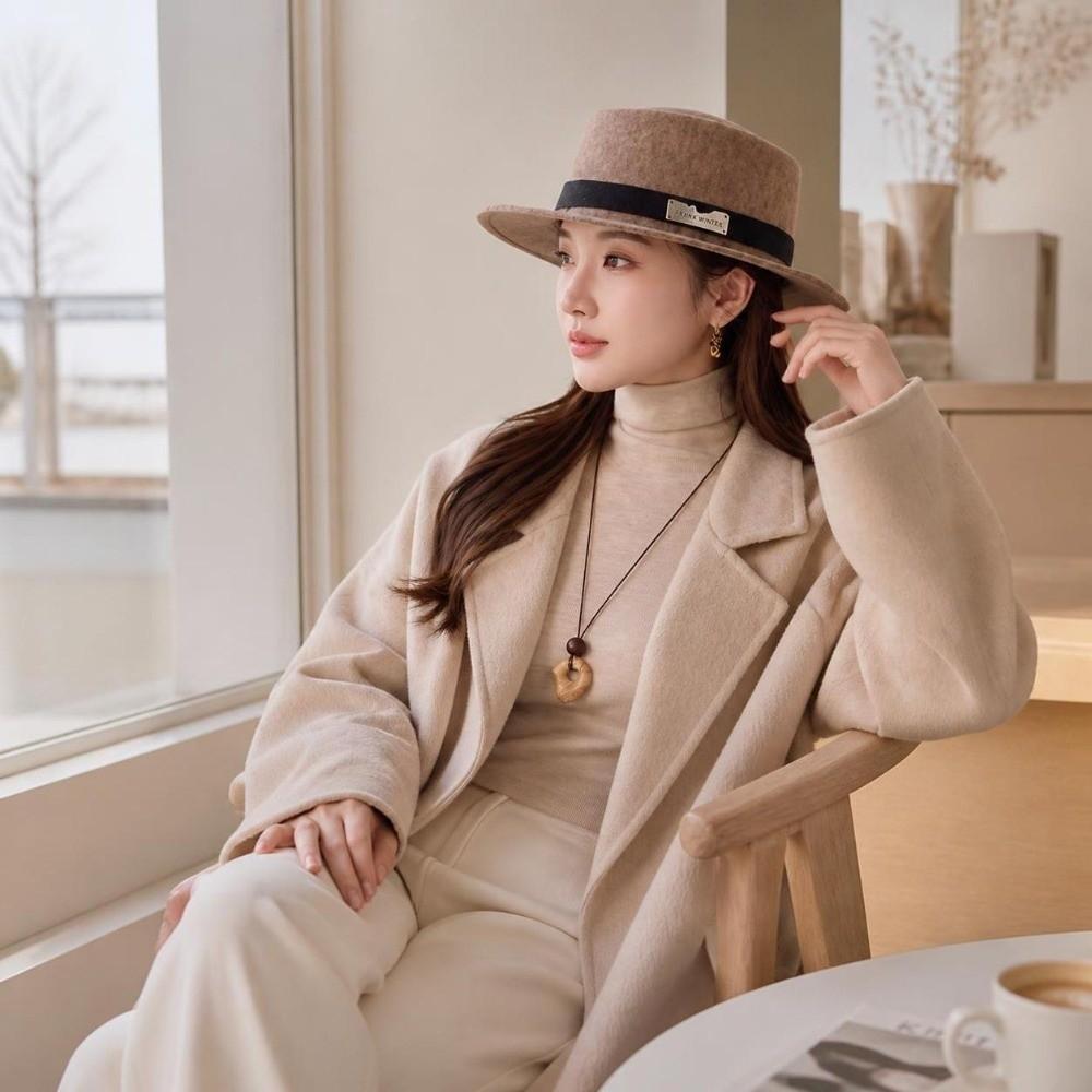 Wool Felt Women's Wool Hat Flat Top French Fedora Hat New Retro Lady Hat  Autumn Winter Daily Wear