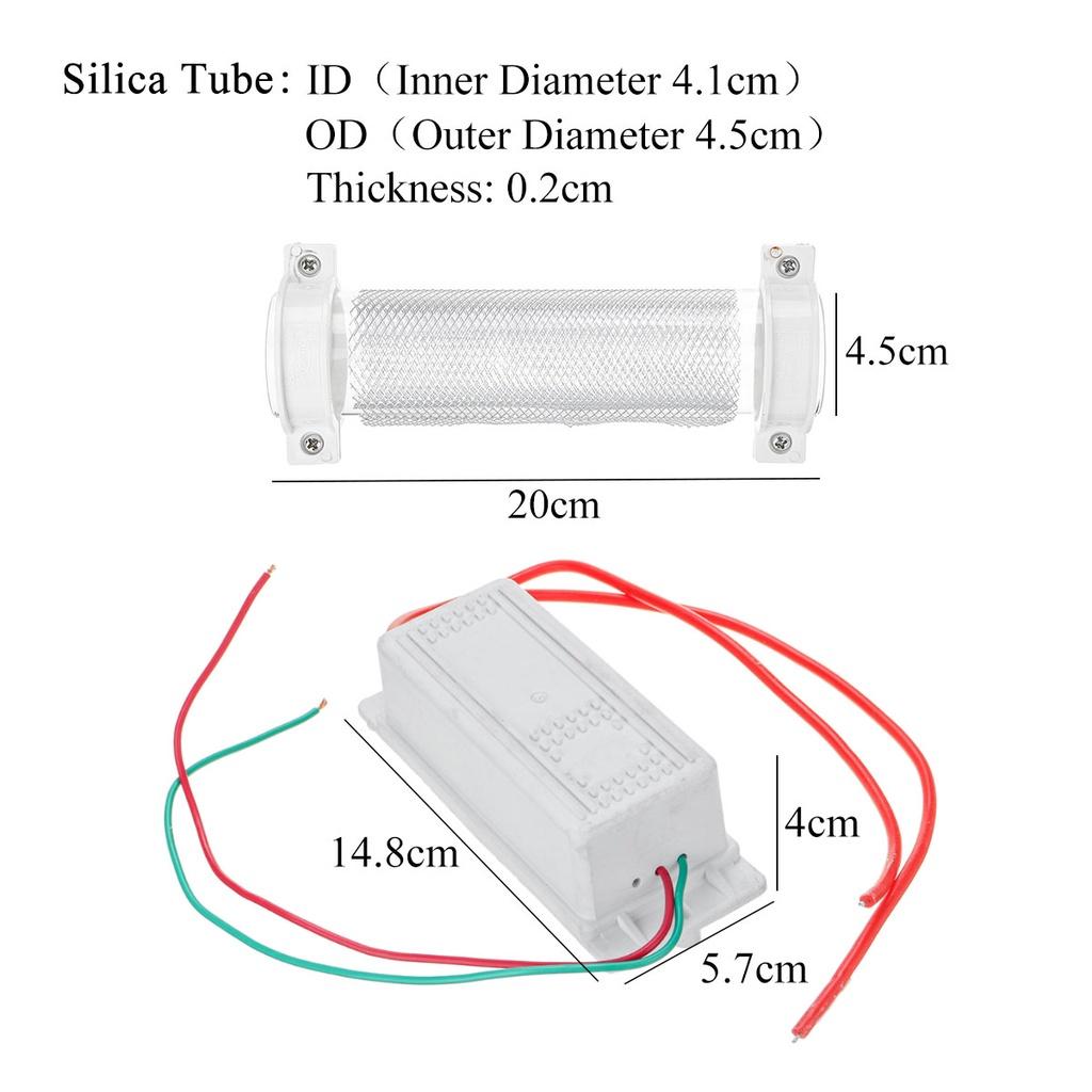 10G/15G/20G AC220V 148x57x40mm DIY Silica Tube Ozone Generator Ozonizer For Air Purification