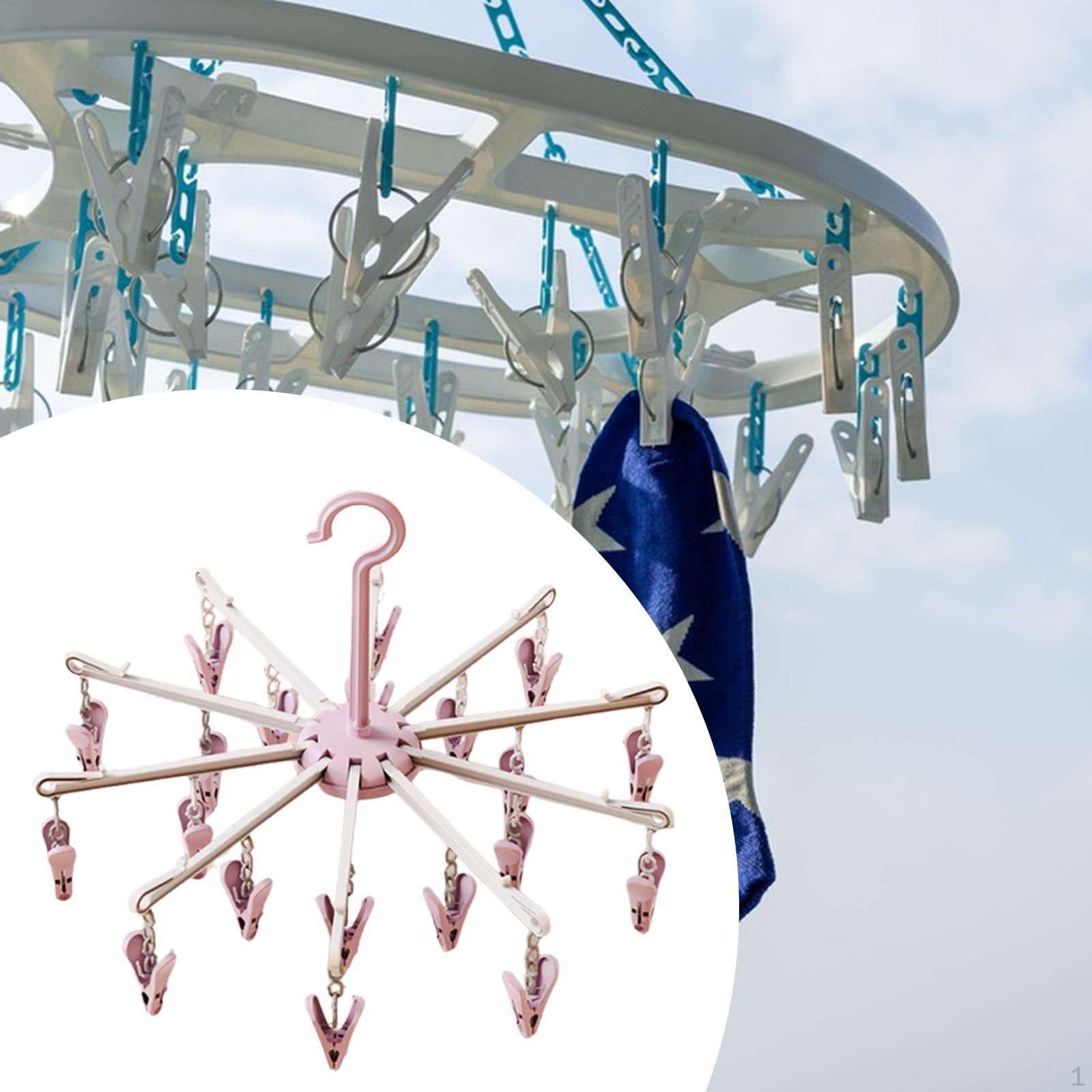 

Вішалка для шкарпеток з 20 прищіпками для сушіння білизни з прищіпками, для пелюшок та нижньої білизни рожевий