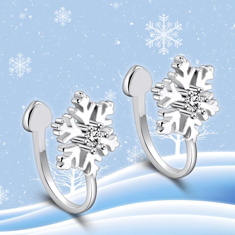 Ear Clips for Women, Fresh Diamonds and Snowflakes Without Ear Piercings, Sweet Flower Accessories