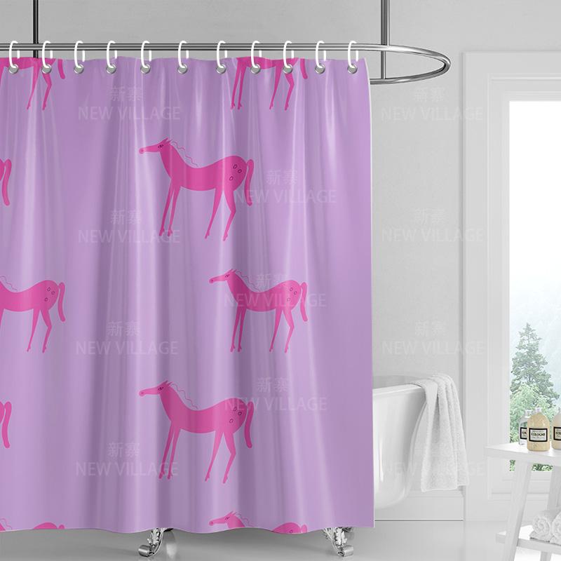 Home Shower Curtains Bathroom Decora Waterproof Fabric Non-slip Bathmat Water Absorption Curtain Modern Nordic Simple Animal