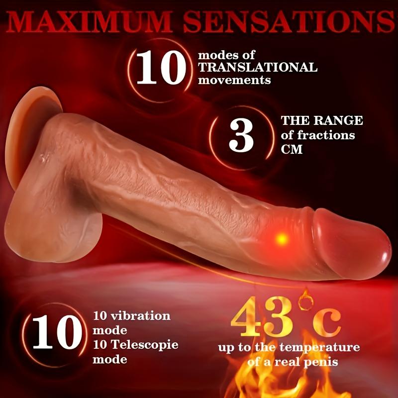 Vibrador Dildo Oscilante Telescópico Automático Control Remoto Inalámbrico Juguetes Sexuales Estimulador de Clítoris Punto G con Ventosa Pene Realista