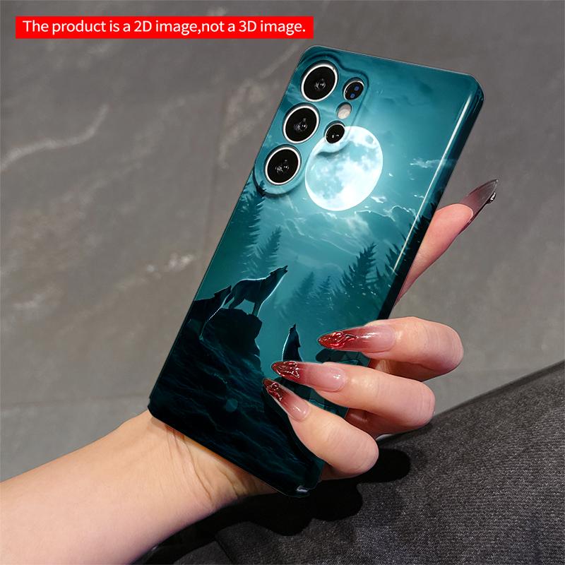 2DFlat Samsung phone case Moonlit Wolves Howling in Forest Applicable to Galaxy S23 S24 S25ULTRA S26 A12 A14 A15 A16 A54 A55