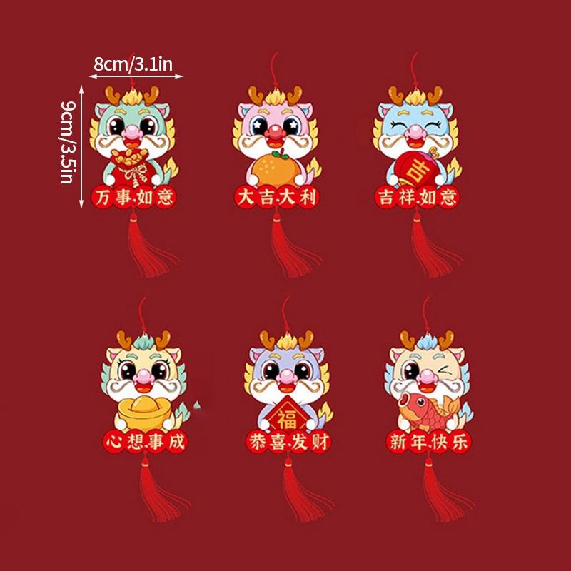 6/18pcs Chinese Lunar New Years Decoration 2026 Spring Featival Tet Vietnamese Pot Pendant Ornament New Year Tassel Decoration