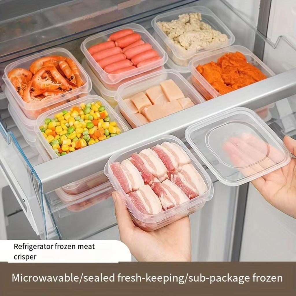 Recipient pentru Congelator de Calitate Alimentară 350ml Cutie Ermetică pentru Porții de Carne pentru Frigider Congelare Încălzire Preparare Mese și Conservare cu Capac Sigilat