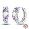 Sparkling Women Hoop Earrings 925 copper Heart Shape Star Moon Round Blue Zircon Fit Origina Drop Earrings Zircon Holiday gifts