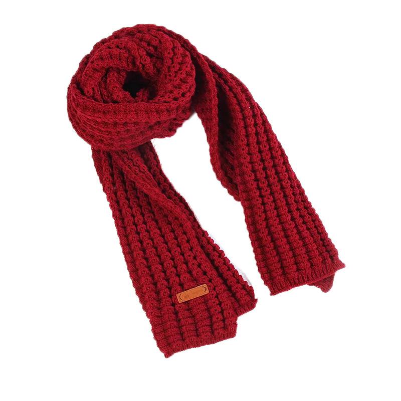 Customized New Year's scarf, red wool knitted scarf, women's autumn and winter versatile warm student scarf